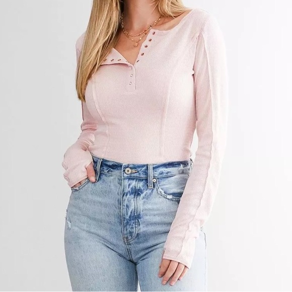 Pink Nectar Henley bodysuit intimately Free People S - Picture 1 of 9